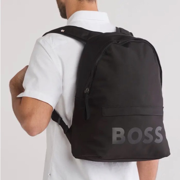 Boss Handbags - BOSS NWT Unisex Black Pixel Logo Backpack Commuter Travel Laptop Work Bag Office